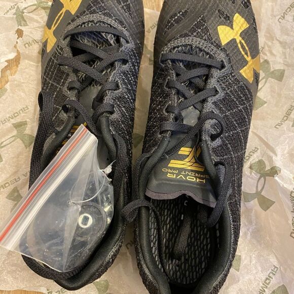 Under Armour Sprint Pro 3 Track and Field sprint spike Shoes black gold size 9 - Picture 3 of 8